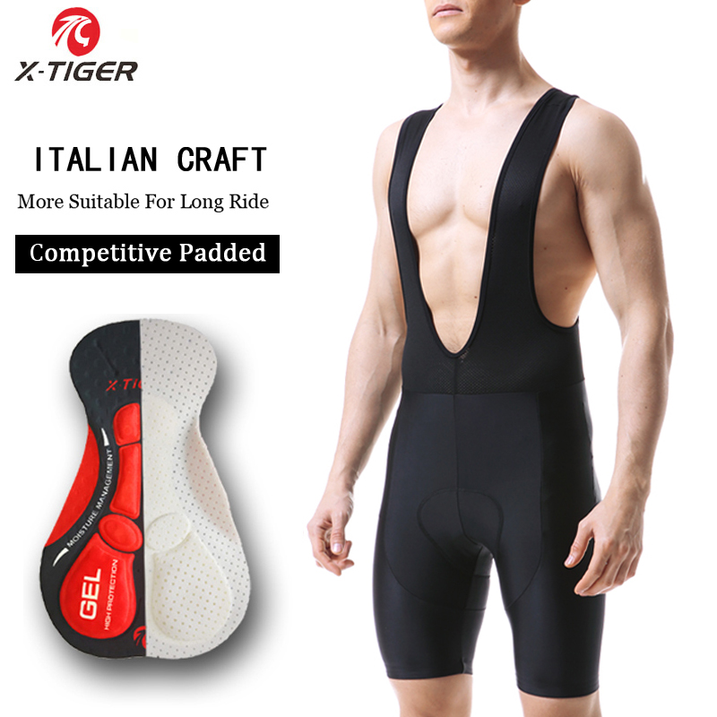 Padded Cycling Shorts 5D Gel - X-TIGER-Respirável Ciclismo Bibs Shorts para Homens,