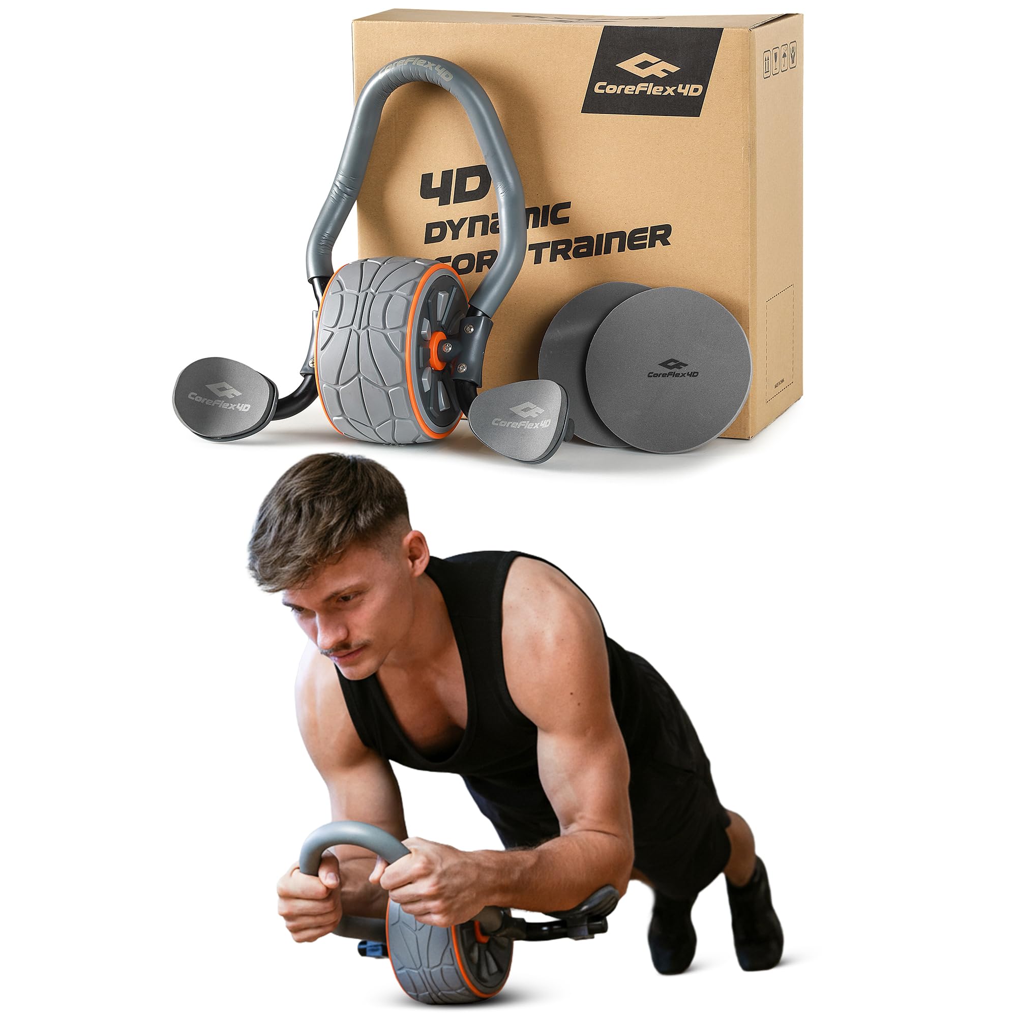 Ab Roller Wheel With Elbow Support - CoreFlex4D Roda Abdominal com Suporte para