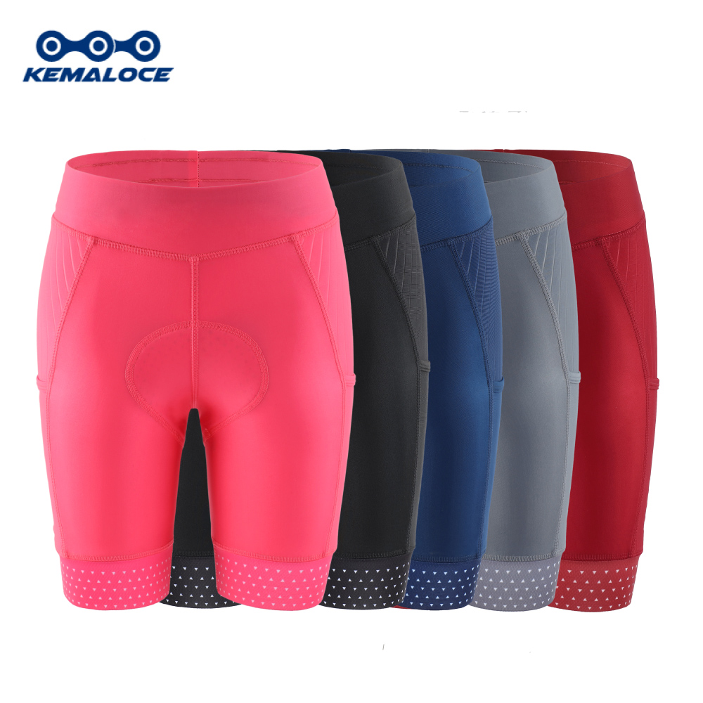 Padded Cycling Shorts 5D Gel - KEMALOCE-Shorts de ciclismo feminino, rosa e