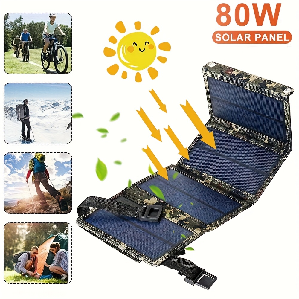 Camping - Painel Solar Portátil Dobrável de 80W