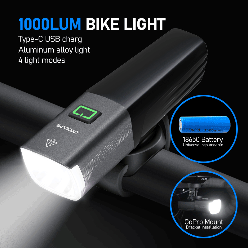 Rechargeable Bicycle Headlight 1000 Lumen - Lanterna de Bicicleta CYCLAMI X7 Reality