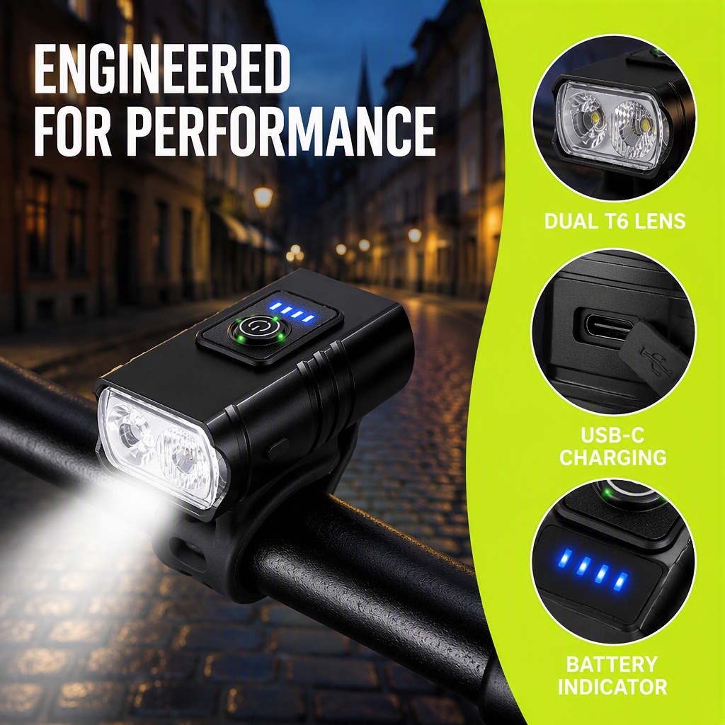 Rechargeable Bicycle Headlight 1000 Lumen - Lanterna de Bicicleta LED Recarregável por