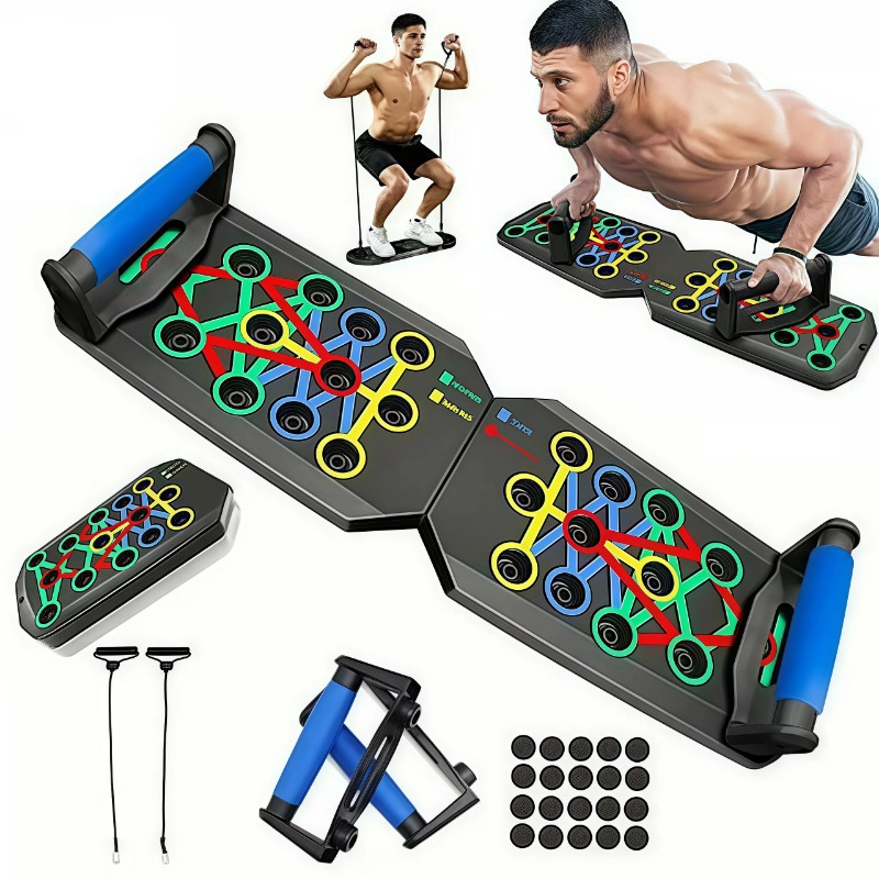 Push Up Board Foldable Multi Function - Plataforma Dobrável para Flexões com Faixas