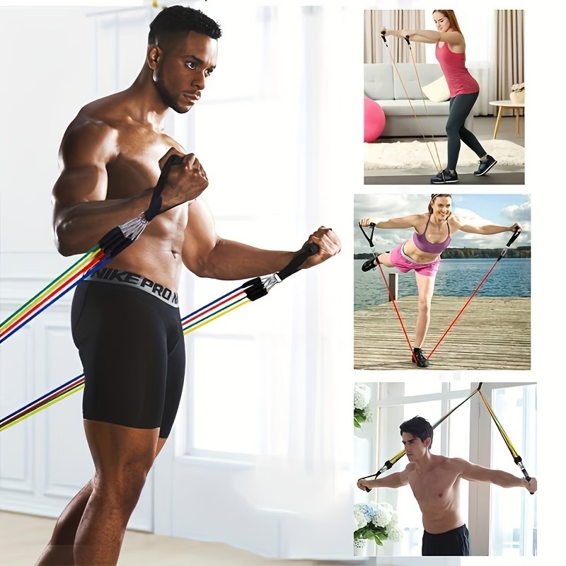 Conjunto de Faixas de Resistên - Resistance Bands Set With Handles avaliação e preço