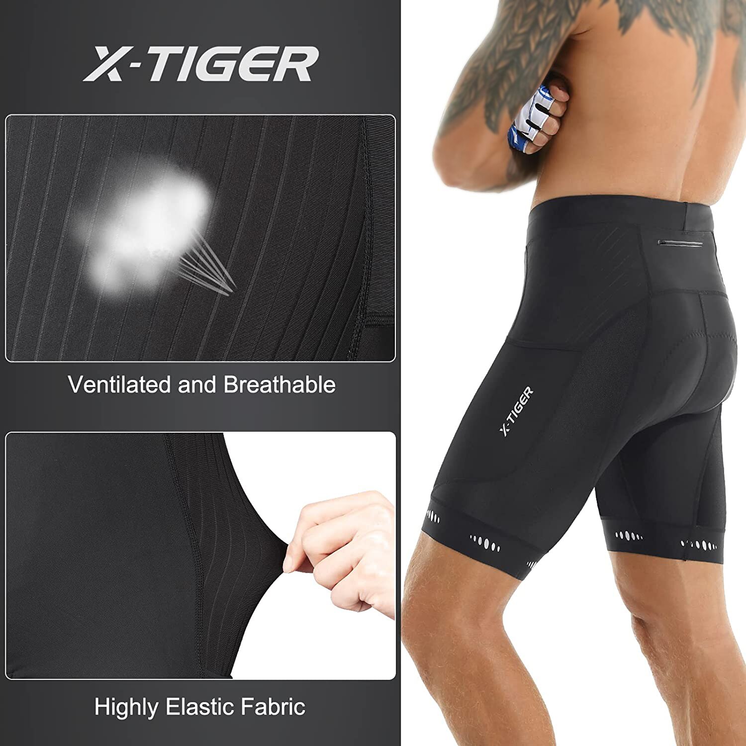 X-TIGER-Shorts de Ciclismo com - Padded Cycling Shorts 5D Gel avaliação e preço
