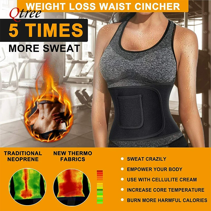 Qtree cintura cincher corpo sh - Sweat Waist Trainer Belt Neoprene avaliação e preço