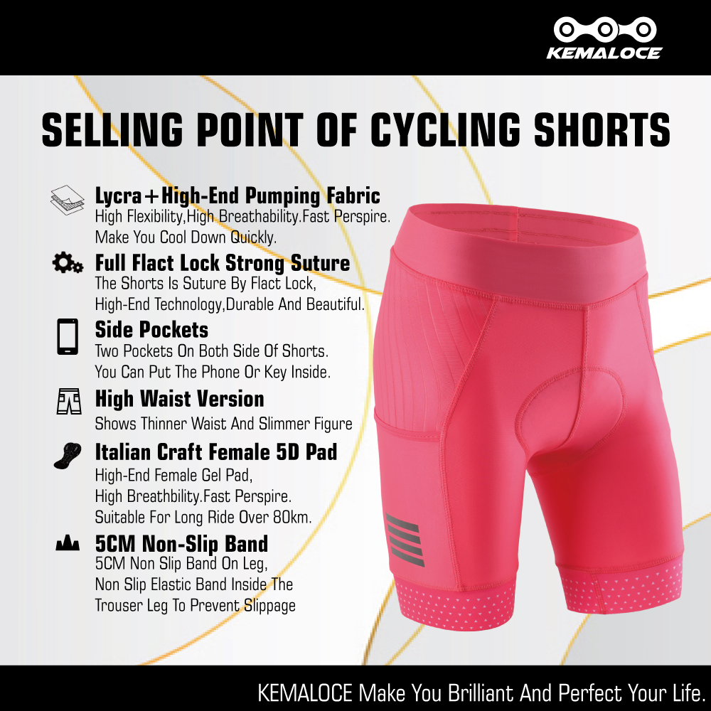 KEMALOCE-Shorts de ciclismo fe - Padded Cycling Shorts 5D Gel avaliação e preço