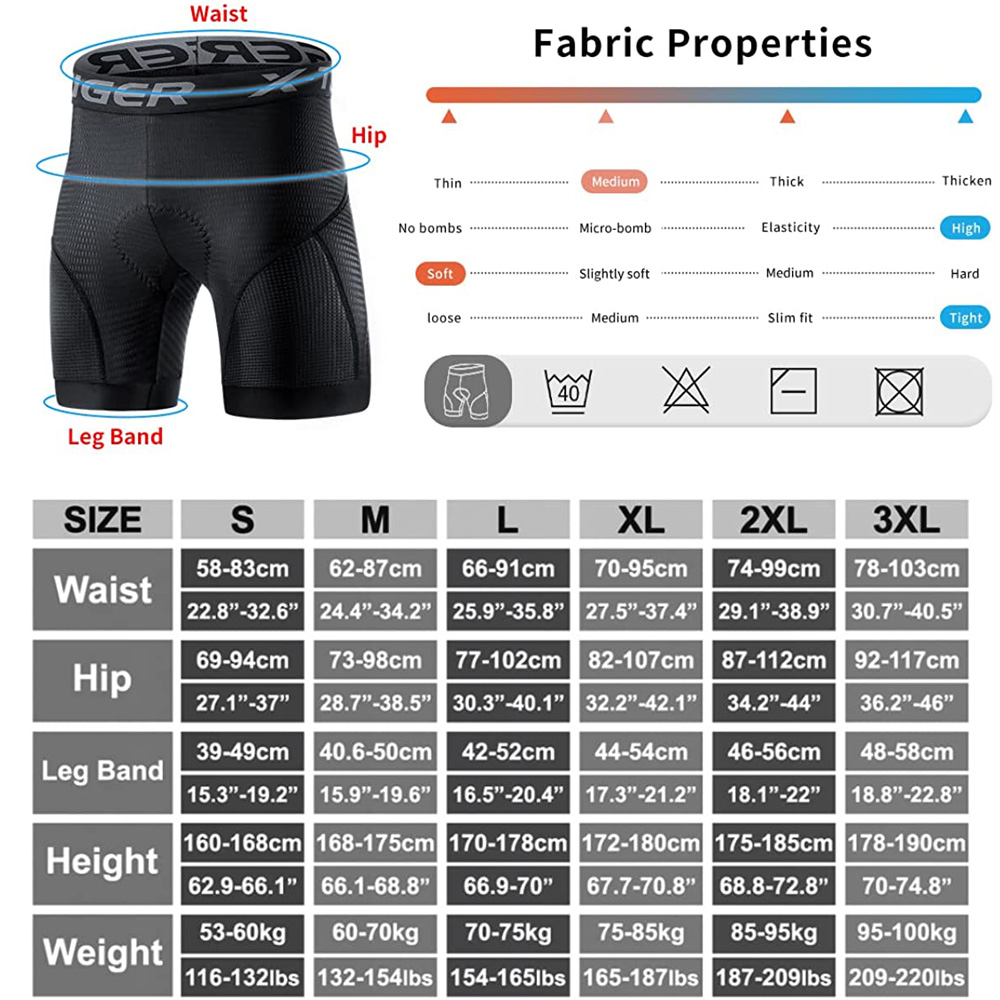 X-TIGER calções masculinos de  - Padded Cycling Shorts 5D Gel avaliação e preço