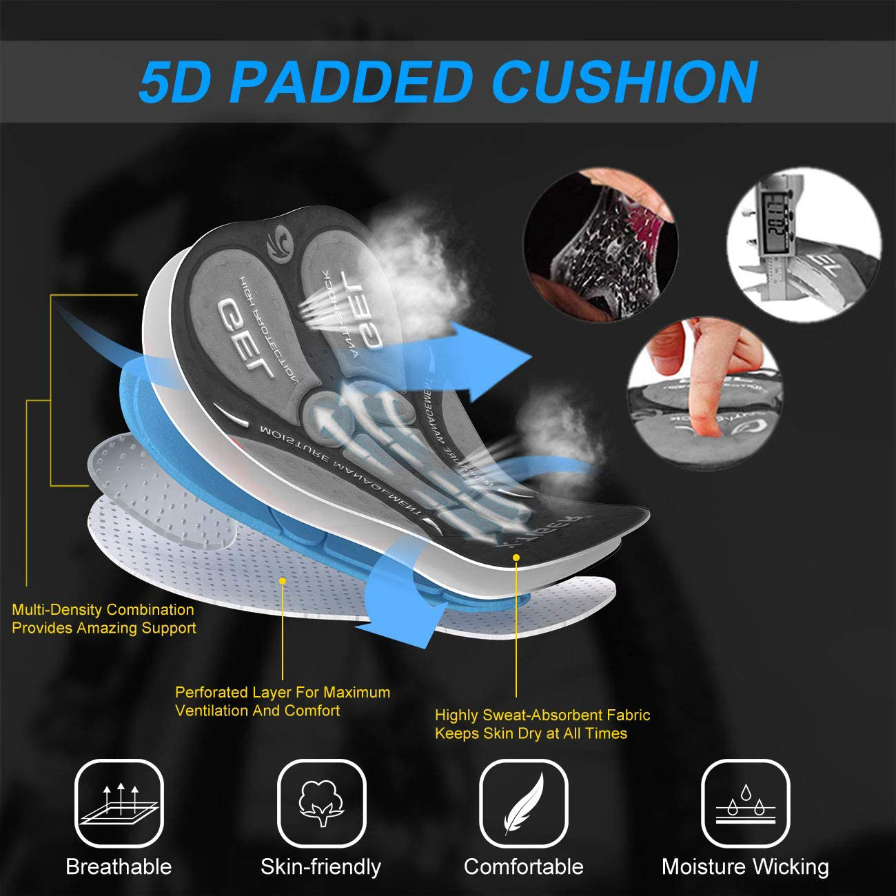 X-TIGER calções masculinos de  - Padded Cycling Shorts 5D Gel avaliação e preço